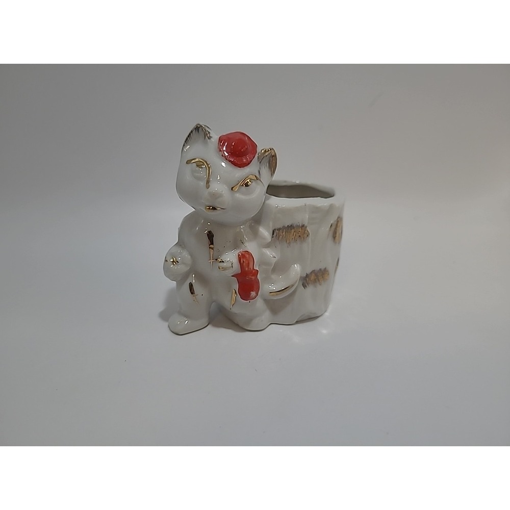 Vintage Japanese Porcelain‎ Toothpick Holder Lucky Cat